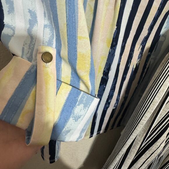 Lot of 2 New Directions Curvy Plus Size 3X Stretchy Top Blouse striped tunic - Picture 4 of 8